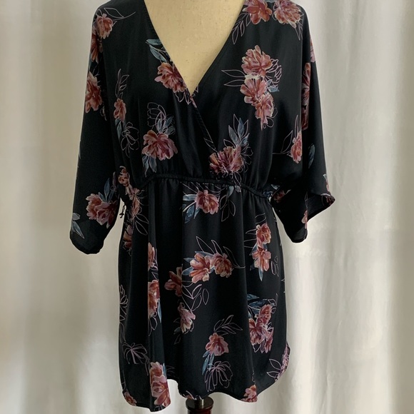 JESSICA SIMPSON SZ Lg FLORAL LOW-CUT BELTED TUNIC - Picture 14 of 15